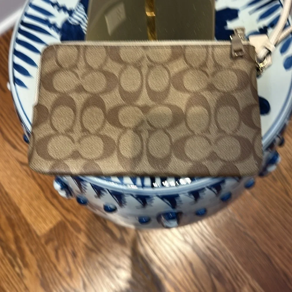 Coach Large Double Zip Wristlet In Signature Canvas
